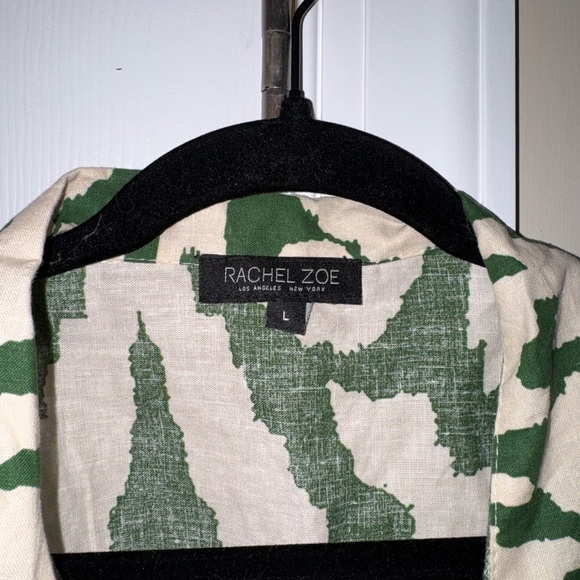 Rachel Zoe Green and Cream Patterned linen shirt - Picture 2 of 3